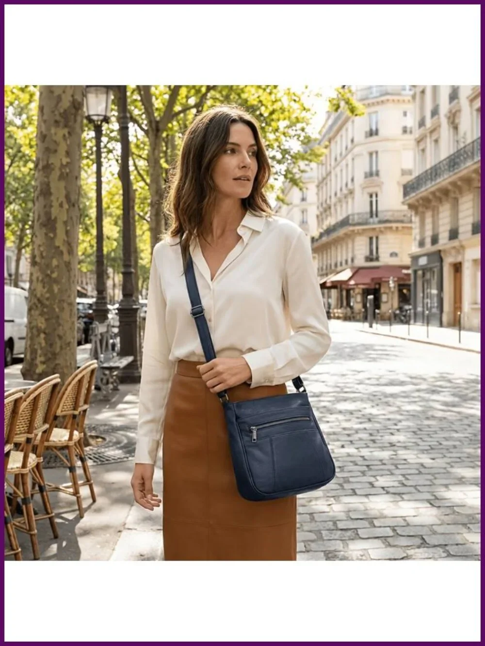 Genuine Leather Laptop Messenger Shoulder Bag with Multiple Pockets